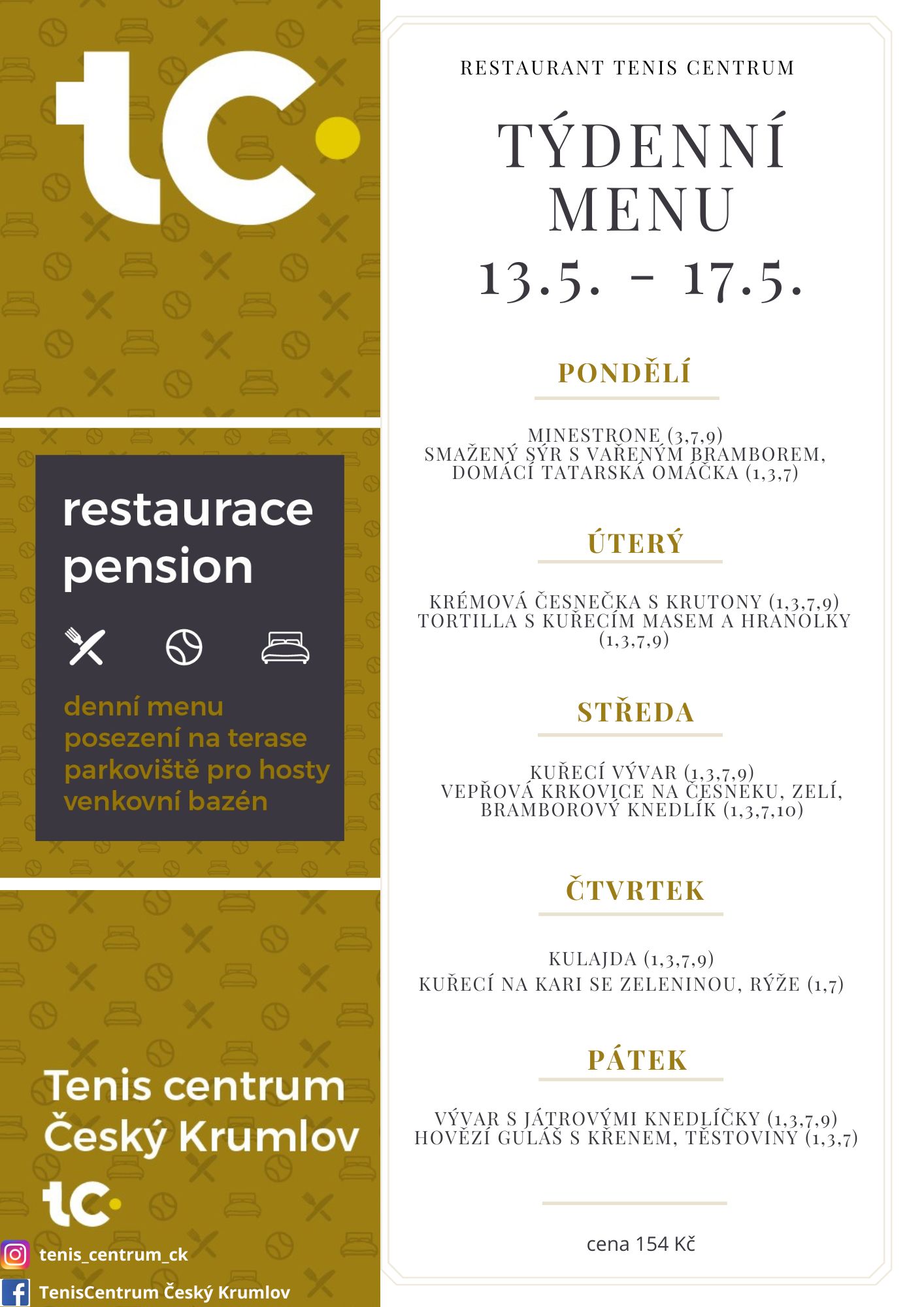 Týdenní menu Restaurace TenisCentrum